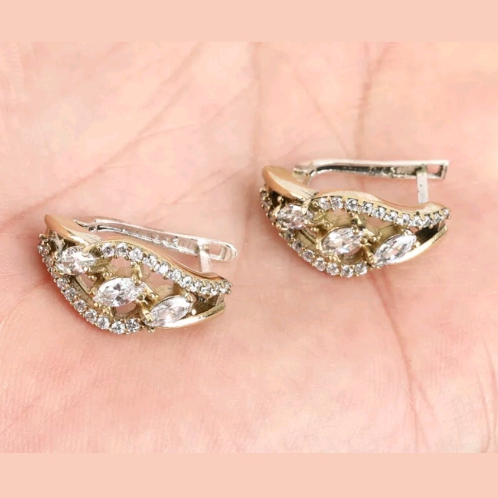 Stunning Huge White Sapphires & Topaz Earrings